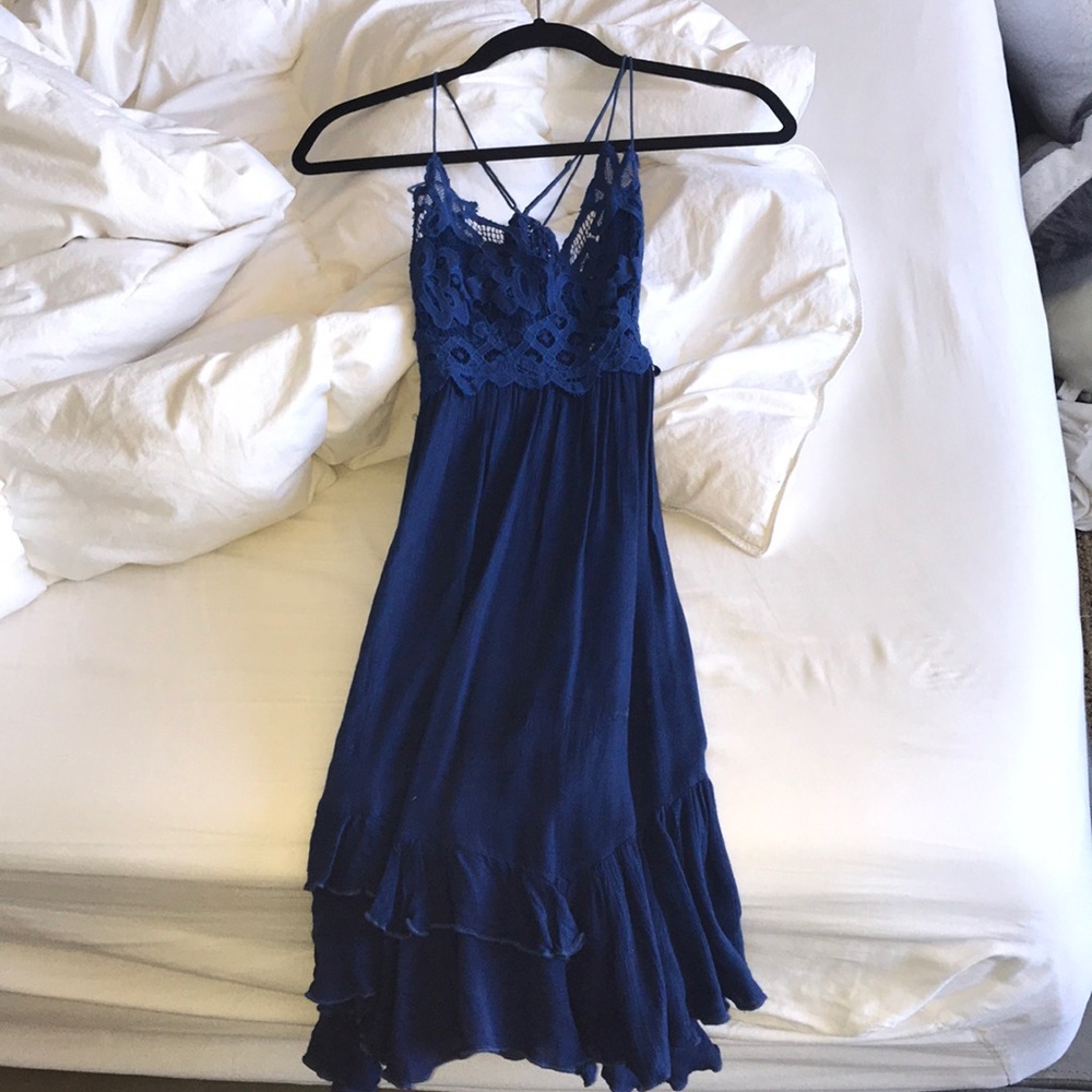 Free people blue lace top dress